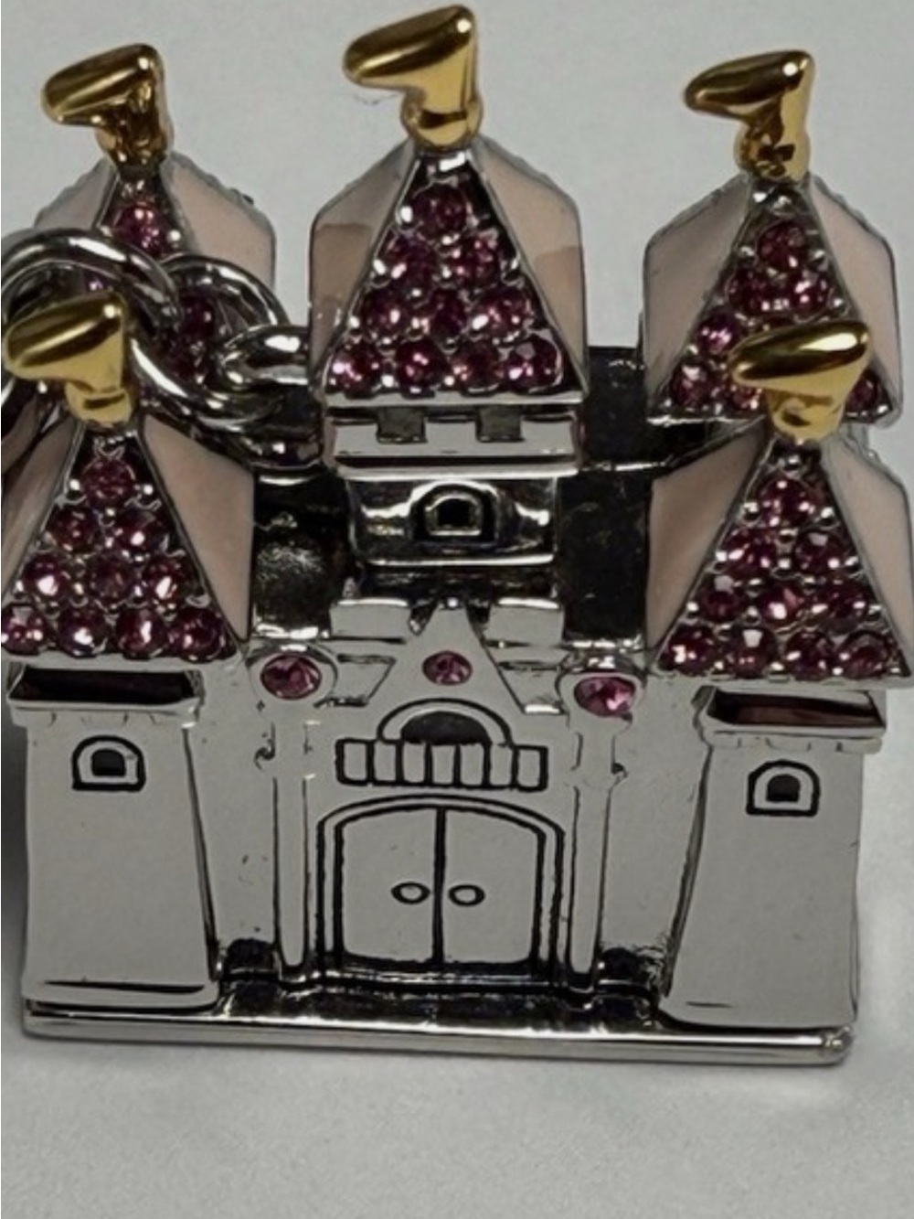 Juicy Couture Silver Castle Charm with Pink and Gold Details